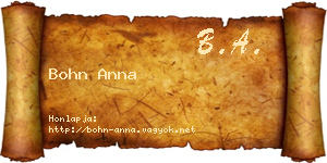 Bohn Anna névjegykártya